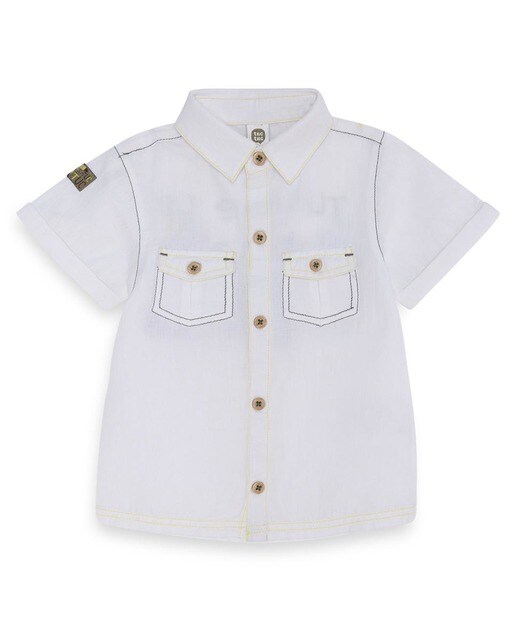 camisa blanca manga corta niño