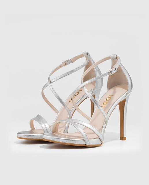 Sandalias de tacón de mujer en piel color plata con tiras finas · Lodi · El  Corte Inglés