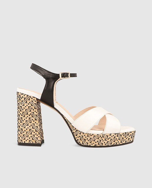 Sandalias de tacón de mujer Lodi en piel de color blanco con detalle en el  tacón · Lodi · El Corte Inglés