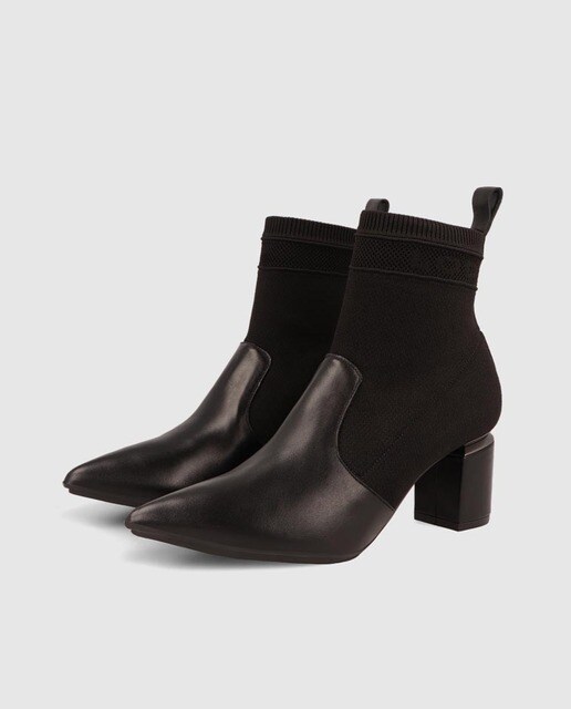 Botines de mujer tipo calcetín combinado en piel lisa de color negro · Lodi  · El Corte Inglés