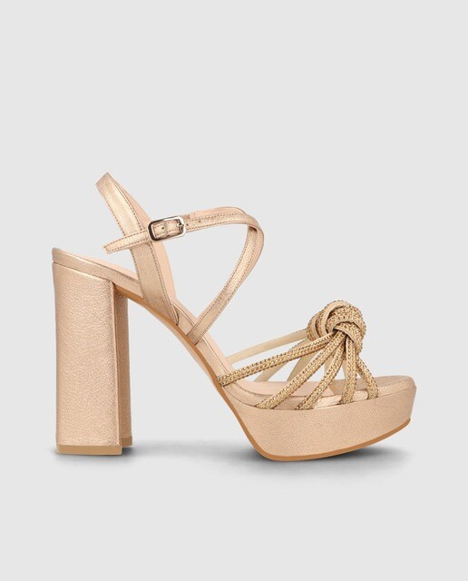 Sandalias de tacón de mujer en piel metalizada dorada con plataforma · Lodi  · El Corte Inglés