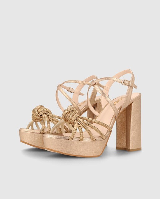 Sandalias de tacón de mujer en piel metalizada dorada con plataforma · Lodi  · El Corte Inglés