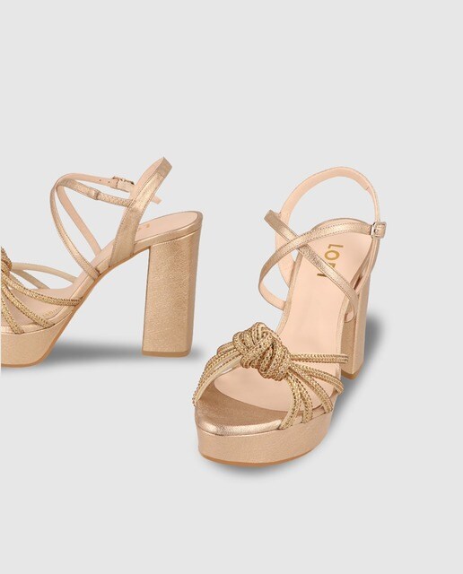 Sandalias de tacón de mujer en piel metalizada dorada con plataforma · Lodi  · El Corte Inglés