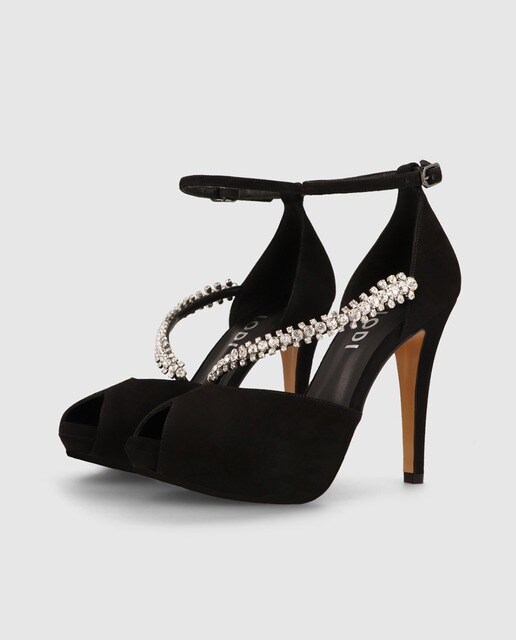 Sandalias de mujer en ante negro con detalle de lágrima en cristal · Lodi · El  Corte Inglés