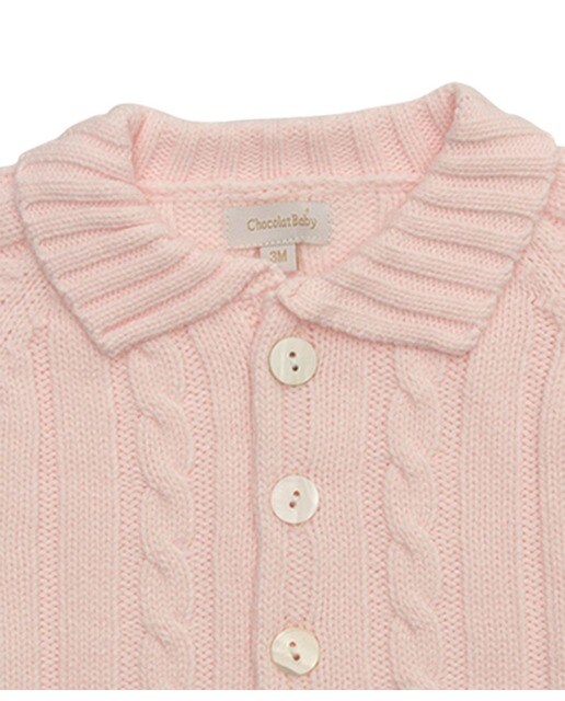 Chaqueta de bebé niña en color rosa de punto trenzado · Chocolat baby · El  Corte Inglés