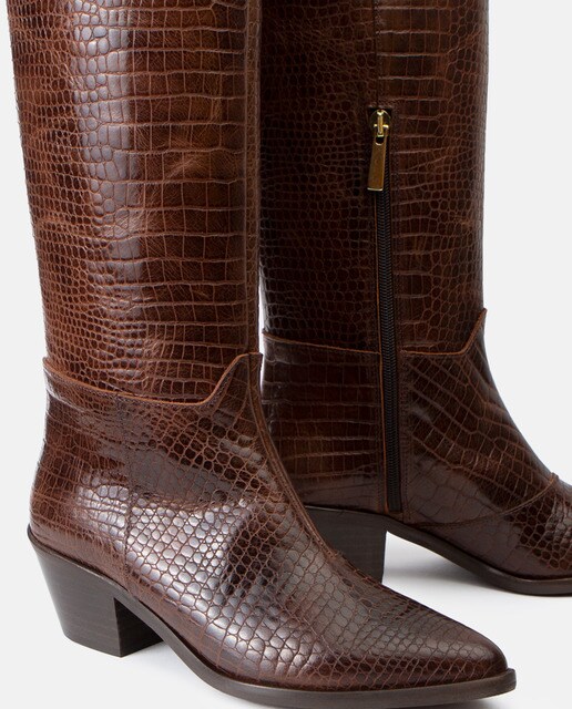 Botas de mujer de piel efecto coco color marrón · Vienty · El Corte Inglés