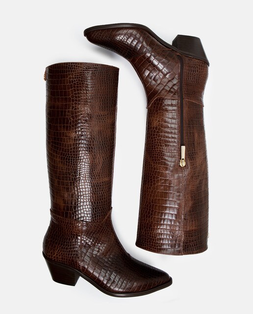 Botas de mujer de piel efecto coco color marrón · Vienty · El Corte Inglés