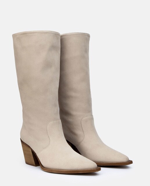 Botas de mujer arrugadas de piel color beige · Vienty · El Corte Inglés