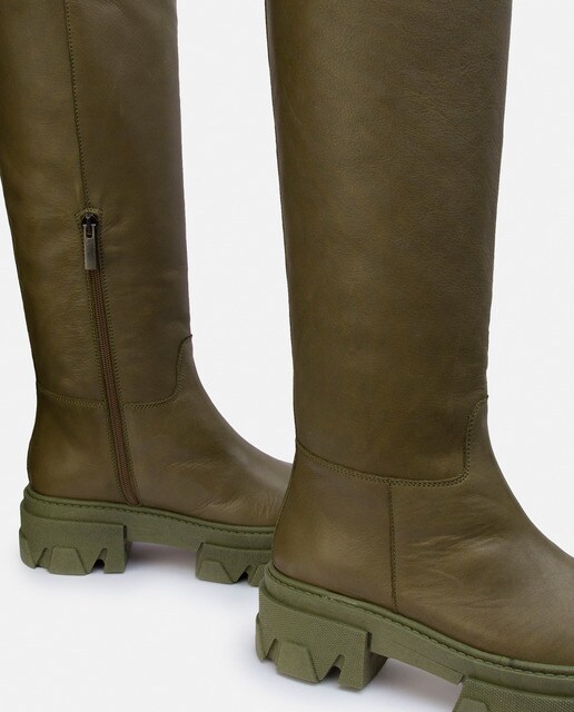 Botas y botines Loewe | Bota de combate elástica en piel de cordero  Negro|Verde Kaki Mujer ~ Anexmontenegro