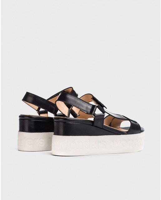 Sandalias de plataforma de mujer de piel color negro · Wonders · El Corte  Inglés
