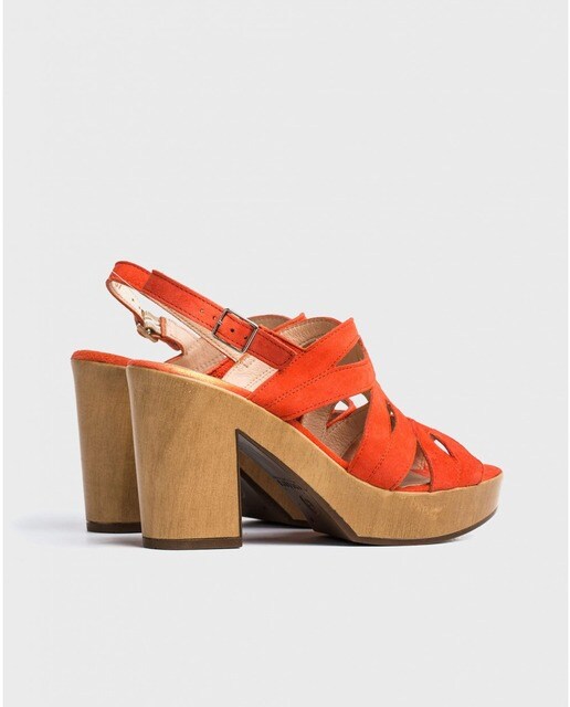 Sandalias de tacón de mujer de piel color naranja · Wonders · El Corte  Inglés