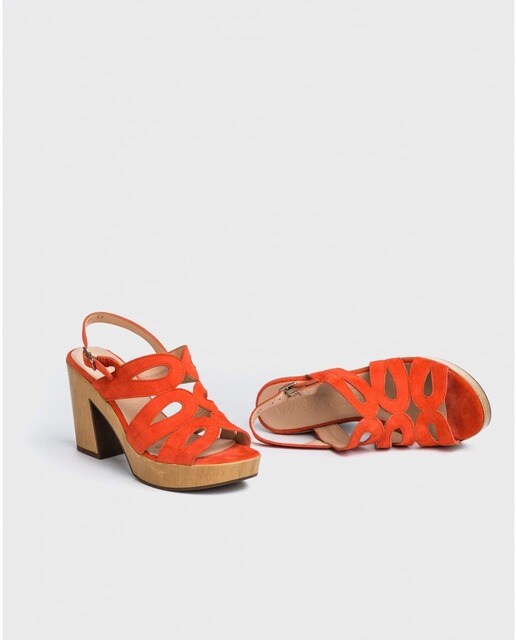 Sandalias de tacón de mujer de piel color naranja · Wonders · El Corte  Inglés