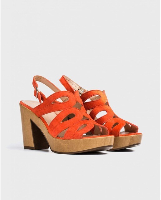 Sandalias de tacón de mujer de piel color naranja · Wonders · El Corte  Inglés