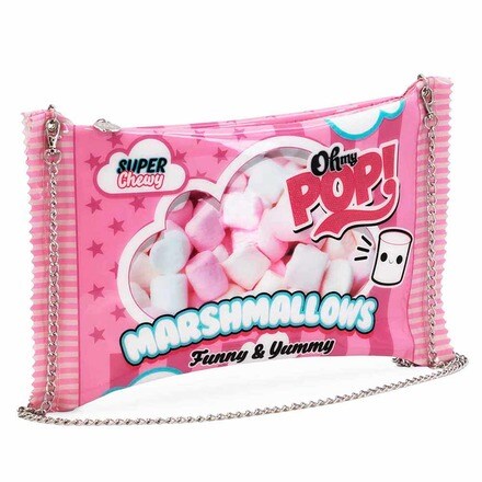 Oh My Pop! Marshmallow Borsa A Tracolla Rosa Con Catena - 33,5 X 20 Cm - Tasca Posteriore Con Cerniera - 2