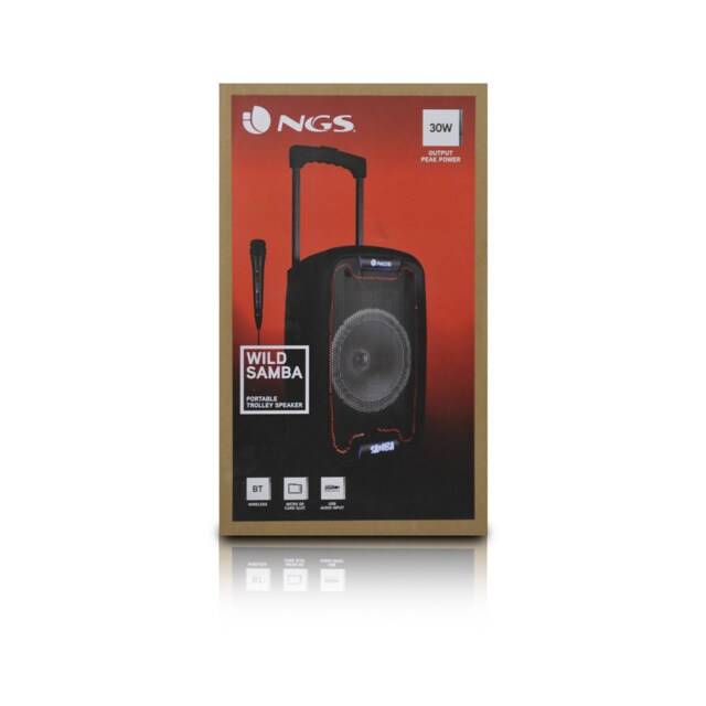 Altavoz inalámbrico portátil de 30W con luces RGB LED compatible con  tecnología Bluetooth/USB/TF/AUX IN NGS WILD SAMBA negro · El Corte Inglés