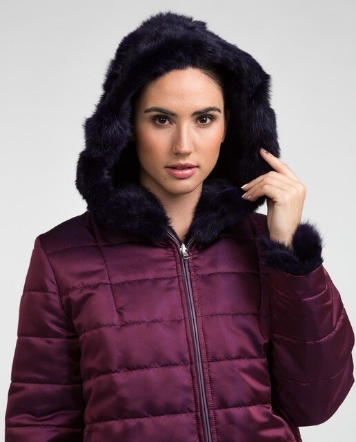 Plumífero de mujer con capucha de piezas de conejo reversible · De la Roca  · El Corte Inglés