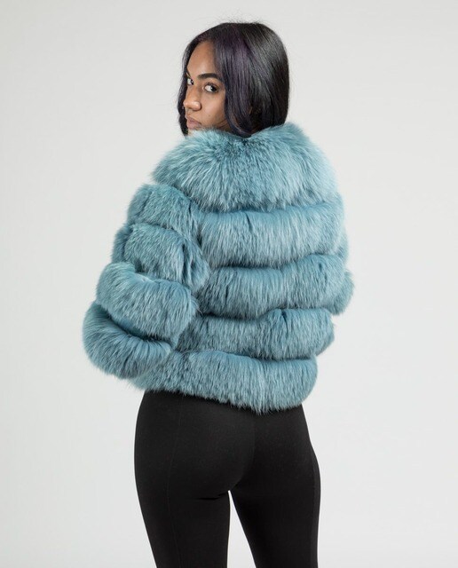 Chaqueta de pelo de mujer corto de zorro con diseño horizontal · De la Roca  · El Corte Inglés