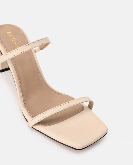 Sandalias de tacón de mujer de cuero en color beige · Alohas · El Corte  Inglés