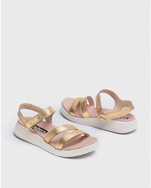 Sandalias planas de mujer de piel color oro · Wonders · El Corte Inglés