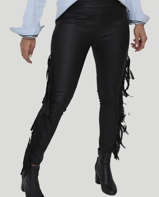 Leggins de mujer elástico con flecos en negro · Starlite · El Corte Inglés