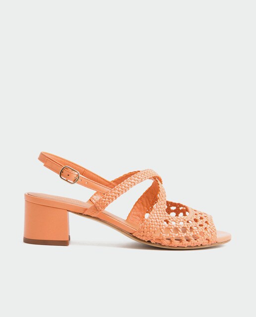 Sandalias de tacón de mujer de piel en color naranja · Naguisa · El Corte  Inglés