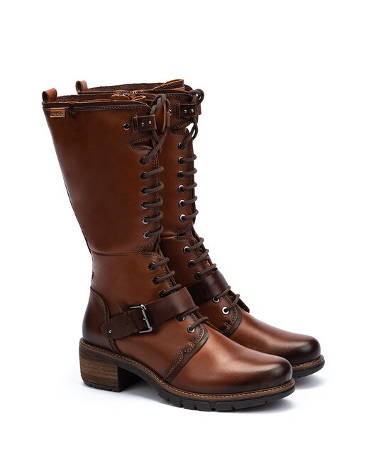 Botas de mujer Pikolinos de piel con cremallera y cordones en color marrón · Pikolinos · El