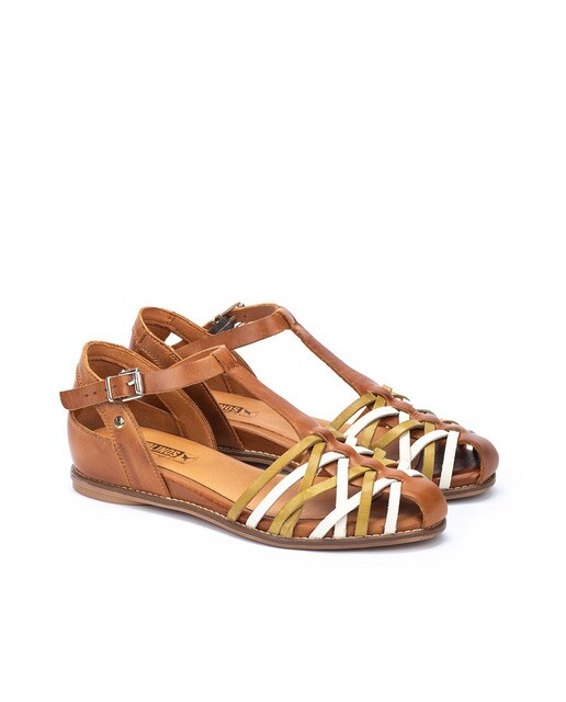 Sandalias planas de mujer Pikolinos de piel marró con tiras en pala ·  Pikolinos · El Corte Inglés