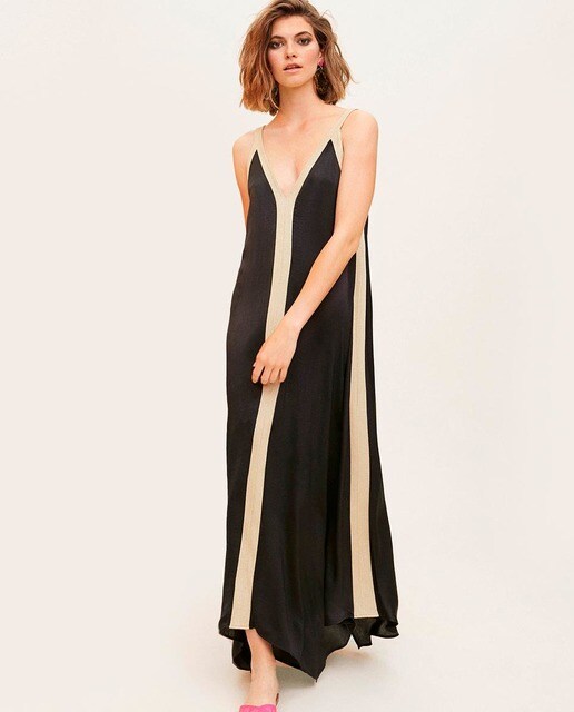 Vestido largo de tirantes con detalle a contraste · Lola Casademunt · El  Corte Inglés