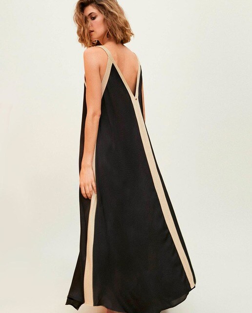 Vestido largo de tirantes con detalle a contraste · Lola Casademunt · El  Corte Inglés