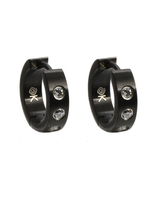 Pendientes de aro de hombre de acero inoxidable ip negro y circonitas ·  OKsilver · El Corte Inglés