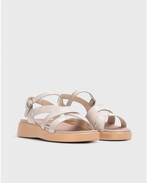 Sandalias planas de mujer de piel color natural · Wonders · El Corte Inglés