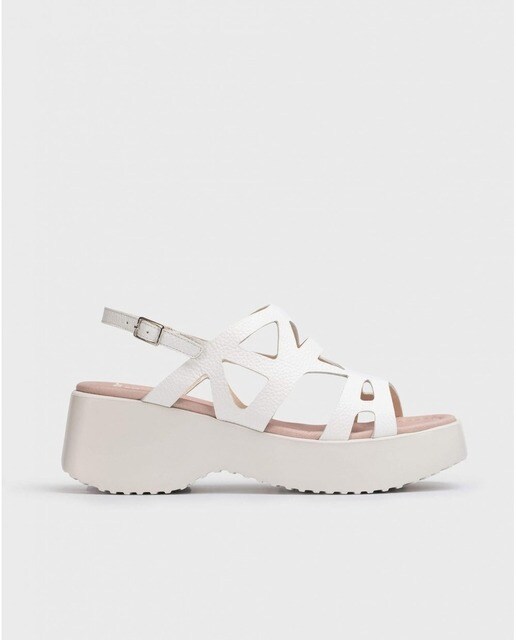 Sandalias de cuña de mujer de piel color blanco · Wonders · El Corte Inglés