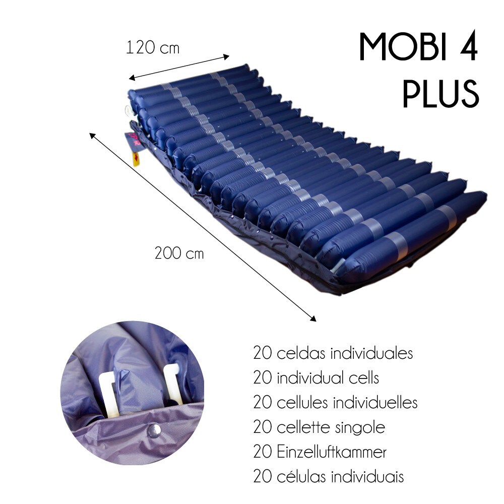 Colchón antiescaras de aire con compresor 200x120x22cm 20 celdas azul Mobi 4 plus Mobiclinic 2