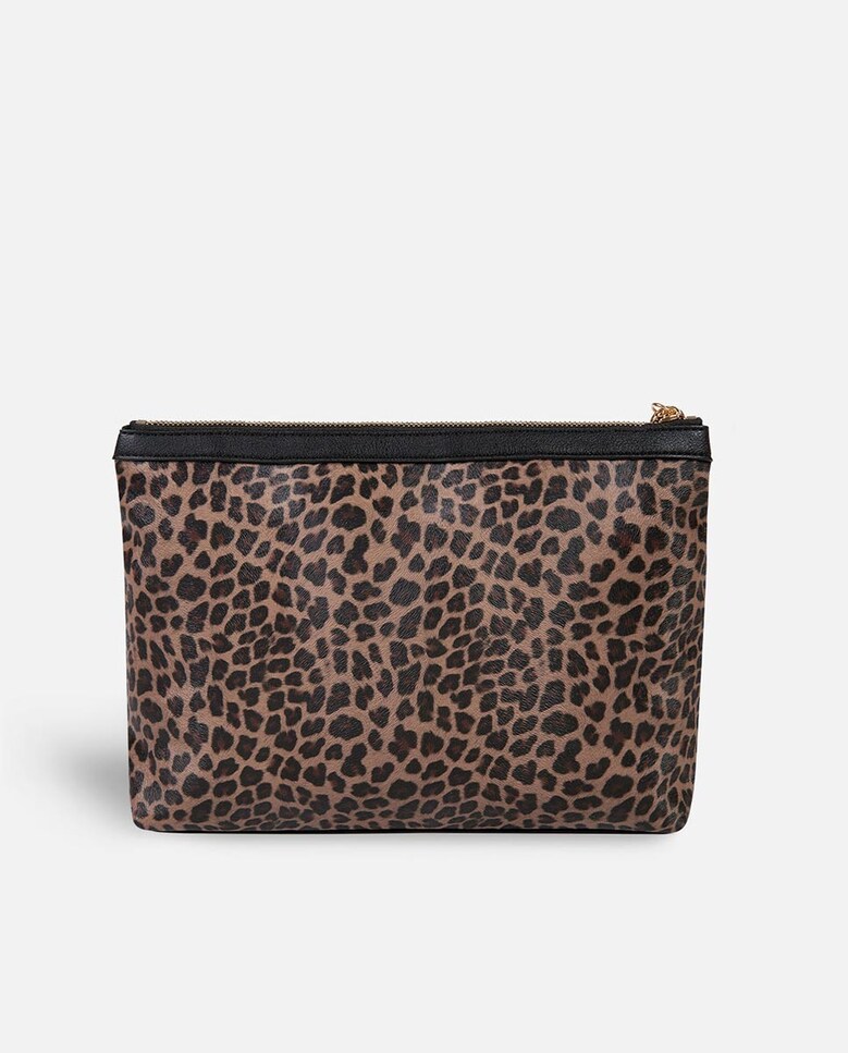 Bolso de mano mediano estampado leopardo en marrón con cierre de Bolso de mano mediano estampado leopardo en marrón con cierre de