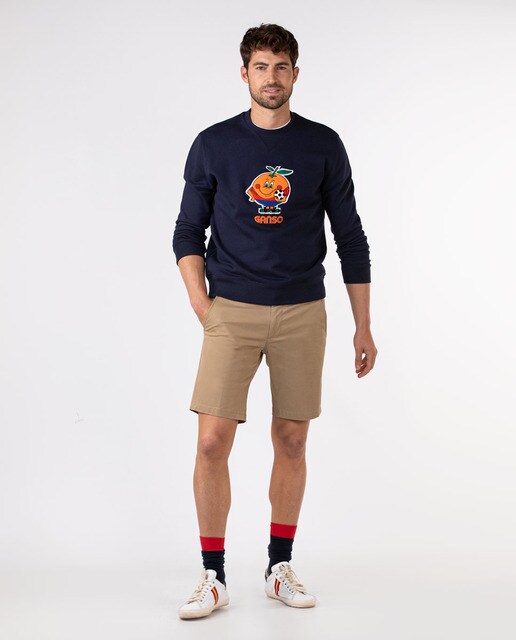 Sudadera de hombre Colección Naranjito en color azul marino con dibujo  bordado frontal · El Ganso · El Corte Inglés