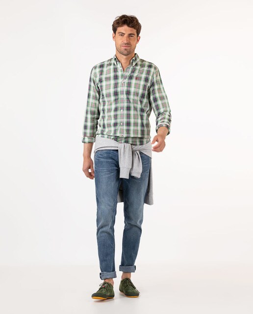 Camisa de hombre regular de cuadros en color verde · El Ganso · El Corte  Inglés