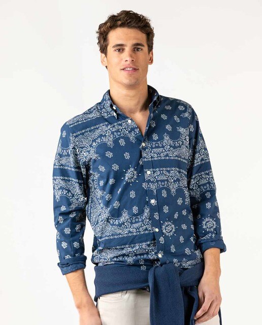 Camisa de hombre regular con estampado paisley en color azul · El Ganso · El  Corte Inglés