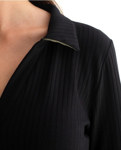 Vestido midi canalé cuello polo · The-Are · El Corte Inglés