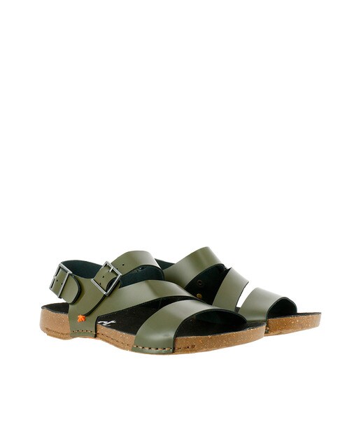 Sandalias planas de mujer Art con cierre de hebilla en color verde kaki ·  ART · El Corte Inglés