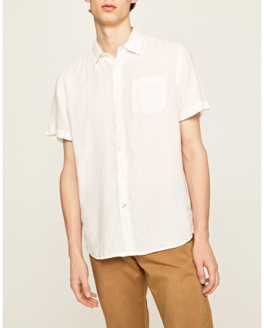 camisa color caqui hombre