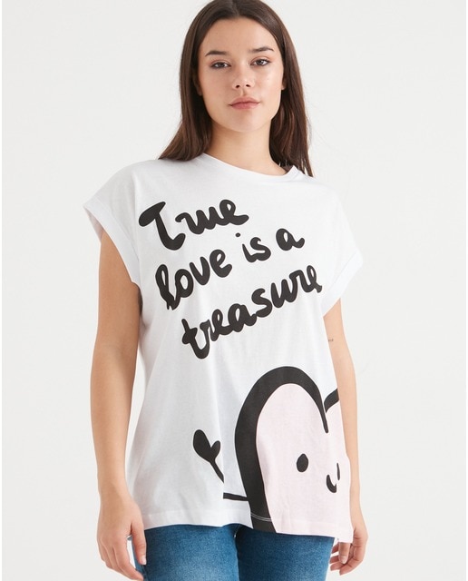 Camiseta de mujer oversize con dibujo frontal · Inside · El Corte Inglés