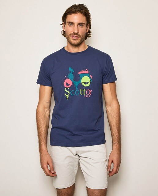 Camiseta de hombre en color azul marino de manga corta · Scotta 1985 · El  Corte Inglés