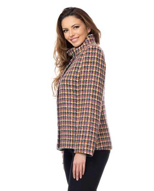 Chaqueta de mujer de cuadros multicolor con cuello tira y botones · FSH · El  Corte Inglés
