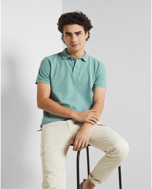 Polo de hombre en color verde de manga corta · Silbon · El Corte Inglés