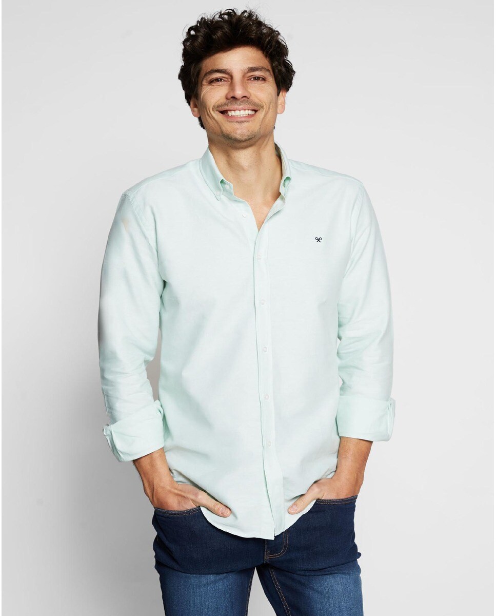 Camisa de hombre slim lisa en color verde claro · Silbon · El Corte Inglés