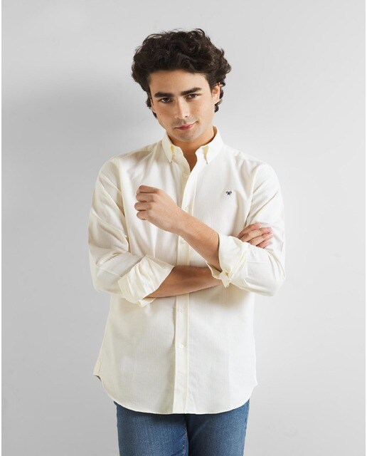 Camisa de hombre slim de rayas en color amarillo · Silbon · El Corte Inglés