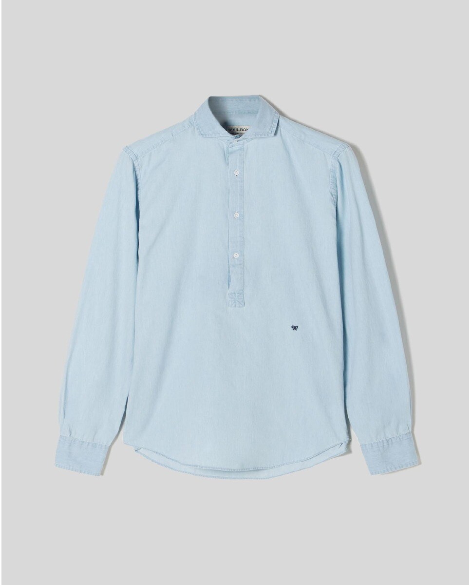 Camisa polera de hombre slim lisa en azul claro · Silbon · El Corte Inglés