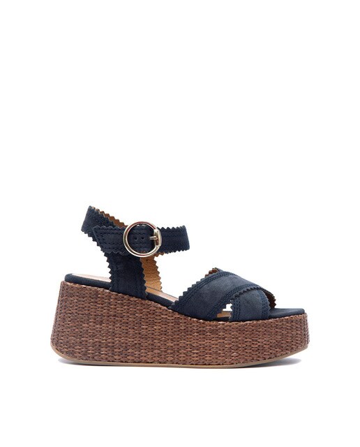 Sandalias de plataforma de mujer de piel baby silk color azul · Alpe · El Corte  Inglés