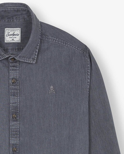 Camisa de hombre slim lisa en gris oscuro · Scalpers · El Corte Inglés