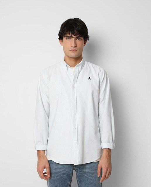 Camisa de hombre regular de rayas en verde · Scalpers · El Corte Inglés